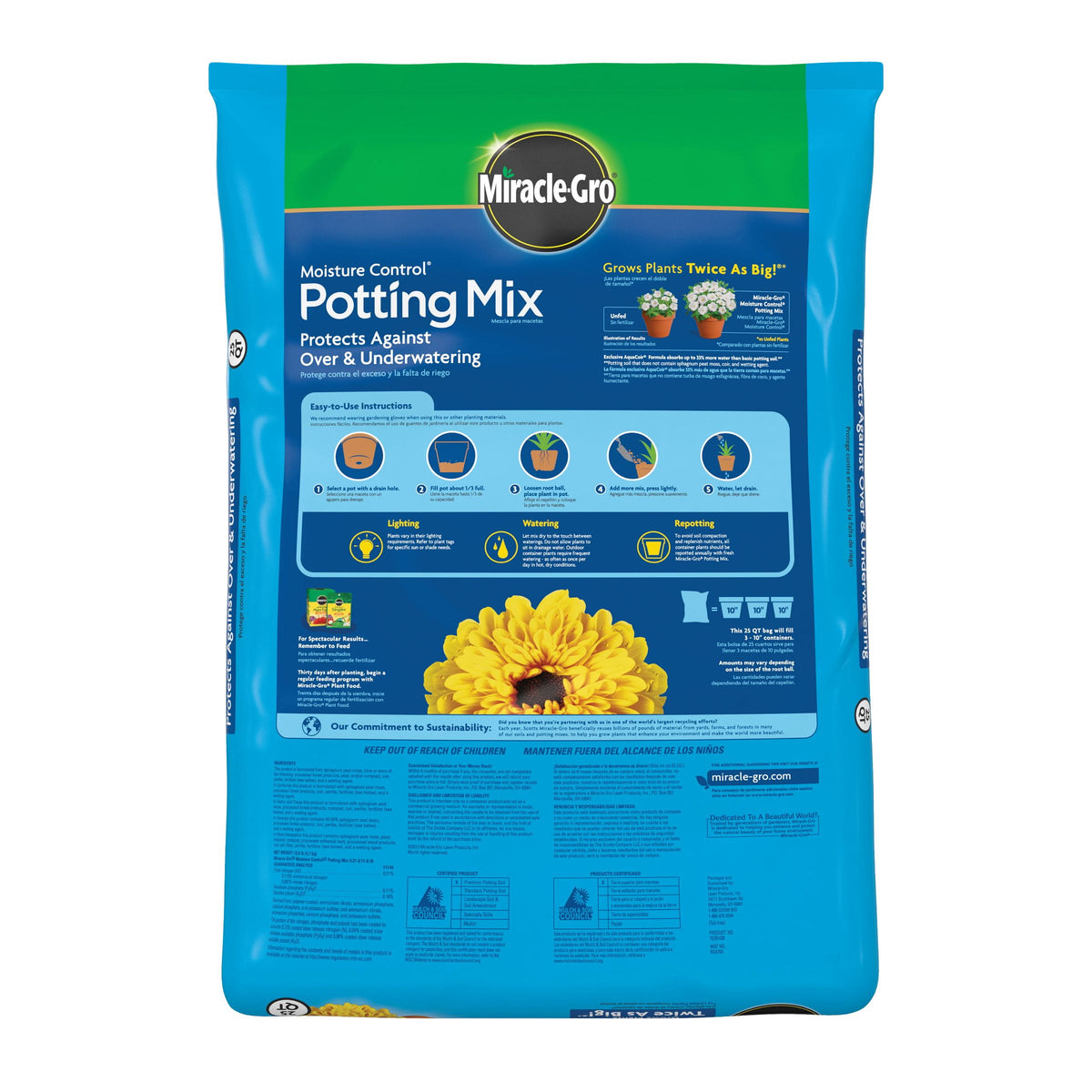 Moisture Control Potting Mix, for Container Plants, 25 Qt.