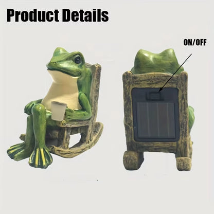 Solar Powered Mini Frog Garden Statue - Perfect for Indoor and Outdoor Decoration, Ideal Gift for Halloween and Christmas