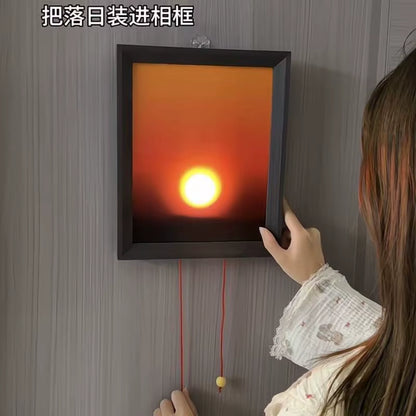 Led Sunset Wall Lamp Pull-Cord Ambient Lighting Sunset Projection Lamp for Living Room Bedroom Home Decor Tiktok Photo Backgroun